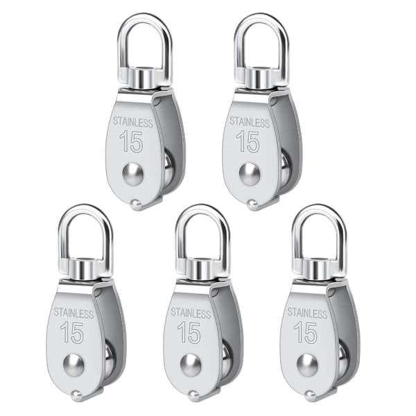 Drejelig enkelt remskive 5 stykker M15 Heavy Duty rustfrit stål Sing