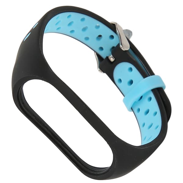 Udskiftningsrem Fuld Beskyttelse Justerbar Størrelse Blød Silikone Smart Urrem til Mi Band 7 Sort Blå