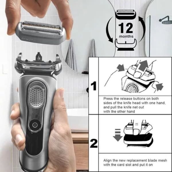 2-pack Replacement Shaver Heads, Compatible with Braun Series 9 Pro Men's Shaver, Replacement Heads (92S/2 pieces)