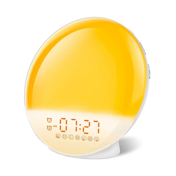 Sunrise Väckarklockor Wake-Up Light Dimbar Färgglada Lampor Radio För Barn Sovrum Kontor White EU Plug White EU Plug