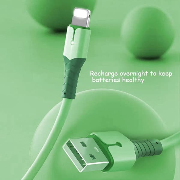 Datakabel, Oxygen Pure Copper Core Flytande Silikon Datakabel med Ljus för iPhone12, (1,5M, Grön)