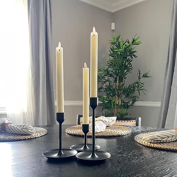 Flameless White Taper Candles with Flicker, Timer and 10-Key Remote Control, Battery Operated LED Warm 3D Wick Candles Window Yellow yellow