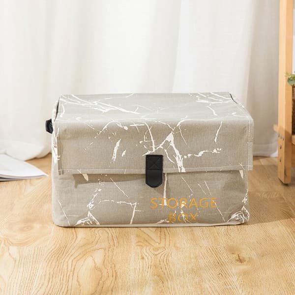 Marble Portable Storage Box Dustproof Storage Box Organizer with Holder Home Bathroom Accessories-Black