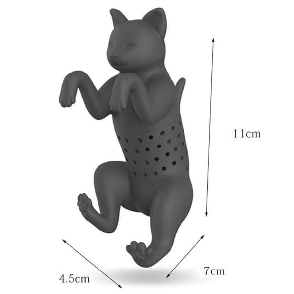 Cat Silicone Tea Infuser Cute Kitten Shape Tea Brewer Strainer Herb Spice Filter Black/Grey Gray Gray