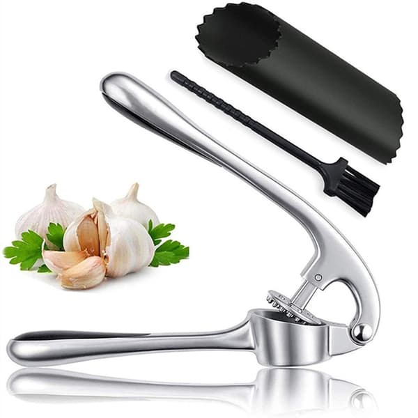 Zinc Alloy Garlic Press With Ergonomic Handle For Kitchen
