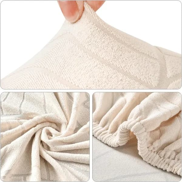 4-pakning Julestoltrekk, stretch, avtagbare og vaskbare spisestue Blad-beige 6