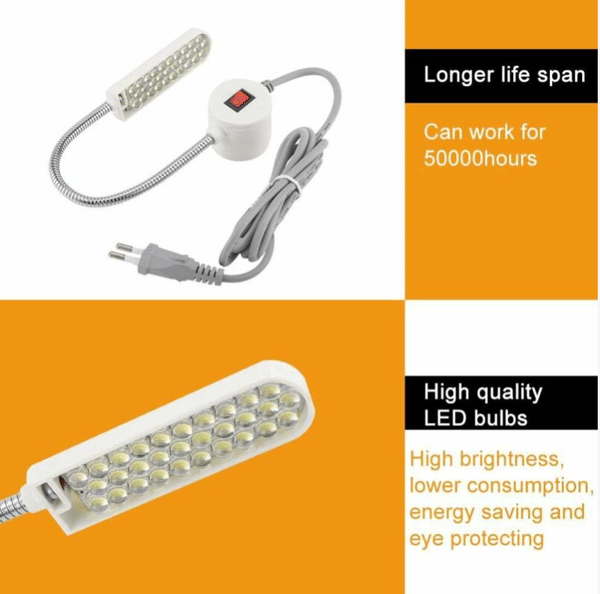 30LED arbeidslampe og stifter fleksibel svanehals for sying lesing