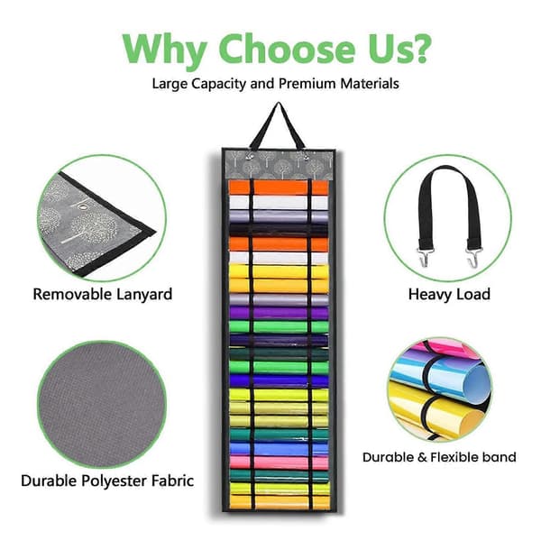 Vinyl Roll Holder with 48 Slots, Vinyl Roll Storage Organizer Wall Craft Room and Storage Gr