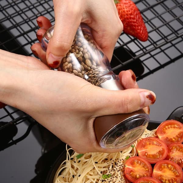 Refillable Grinder - Black Pepper Grinder, Long-lasting Freshness, Black + Red
