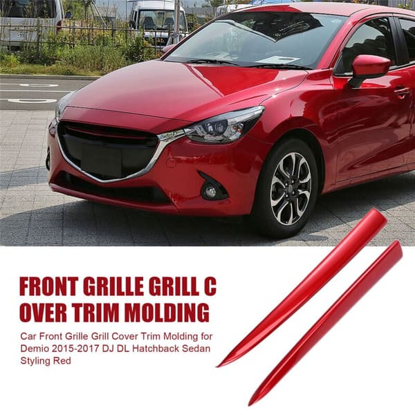 Frontgrill-skyddslist för bil, 2 st, Demio 2015-2017 DJ DL Mazda2 Sedan Hatchback, röd