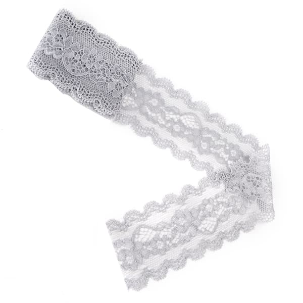 Floral Pattern Lace Ribbon Decorate Design Clothes Craft 10 Yard 5.5cm Width Grey
