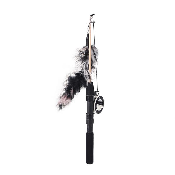 Two Retractable Fishing Rod Cat Wands Feather Replacement Head Approx