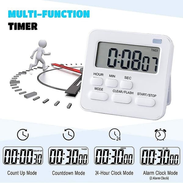 Timer, Køkkentimer Digital Timer med Stopur og Nedtællingsfunktion, Køkkenvækkeur Æggetimer, Digital Magnet Timer LCD-Display til Børn og