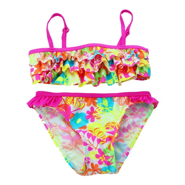 Piger Todelt Badedragt (Højde 92cm - Pink), Blomstret Flæse Bik