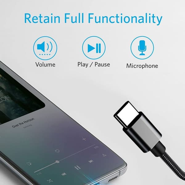 USB C til 3,5 mm lydadapter Hann til Hunn Kabel for More Gray
