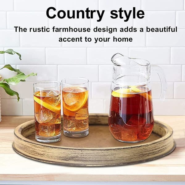 Round Iron Tray, Farmhouse Style Candle Holder, Home Decor Tray, Coffee Table, Kitchen, Dining Room, Decorative Storage Tray