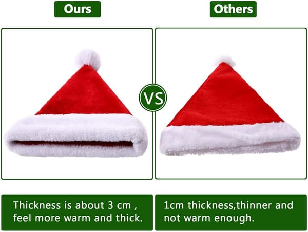 2-pack Santa Hat for Adults, Red Plush Christmas Decoration - 45*32cm