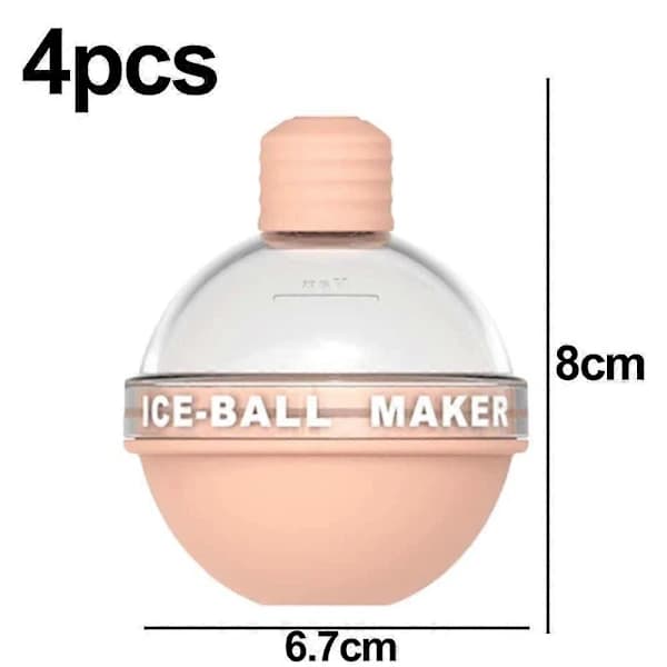 4-pack isbollsform, isform för whiskey, isbitsbricka i silikon, sfärisk isform för whiskey och cocktails