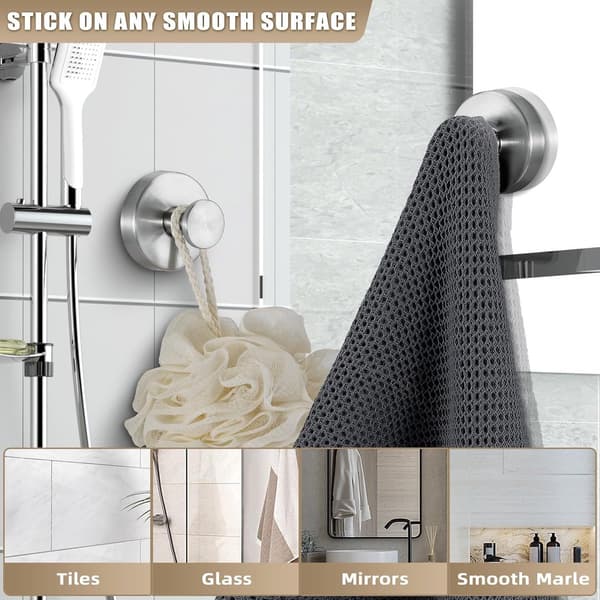 Suction Hooks for Shower Bathroom Hooks for Towels, Bathrobes, Loofah - High Quality