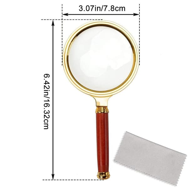 Handheld Magnifier 10x Magnification for Home Study Reading KLB
