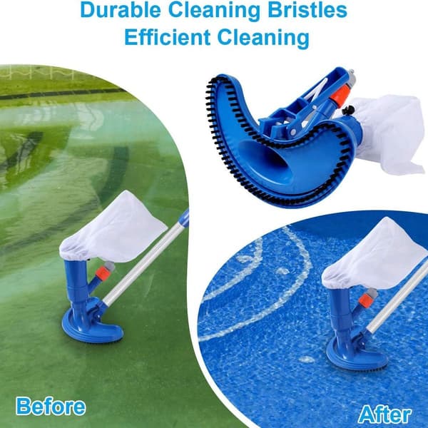 Mini Jet Pool Vacuum Cleaner with Portable Quick Cleaning Suction Nozzle with Brush and Scrubber