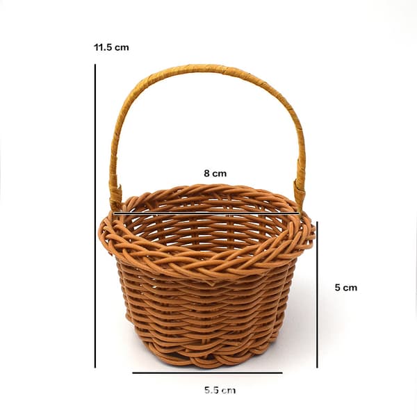 Mini Woven Basket with Handle Small Wicker Basket Hand-Woven Plant