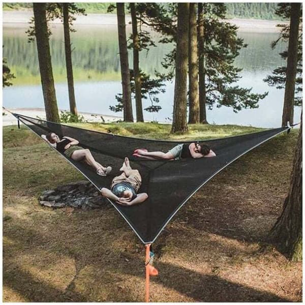 Large Triangular Tree Camping Hammock, Portable Multi-Person Hammock, 3-Person Design for Travel, Garden, Outdoor Camping...