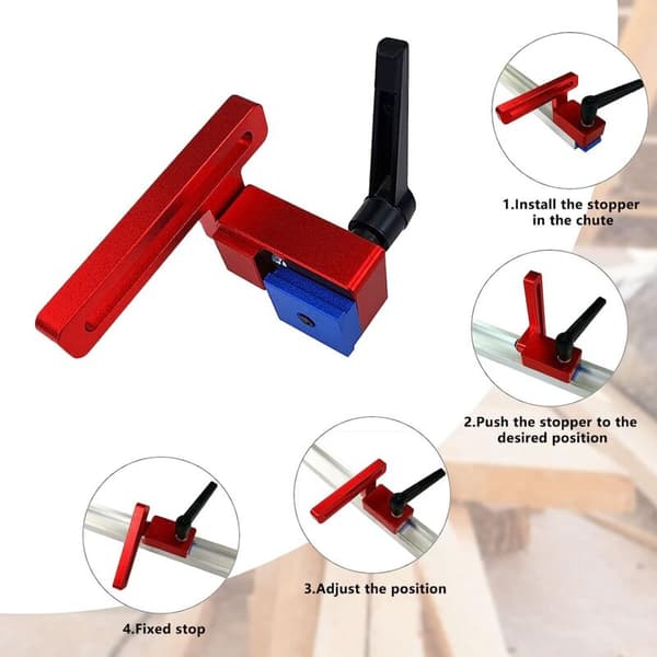Sæt med 2 T-spors stop til 30 mm T-møtrik styreskinne