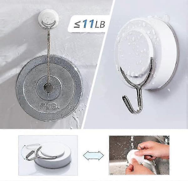 Suction Cup Hook, White Twisted Suction Cup with Metal Hook Removable (2 Pieces, White)