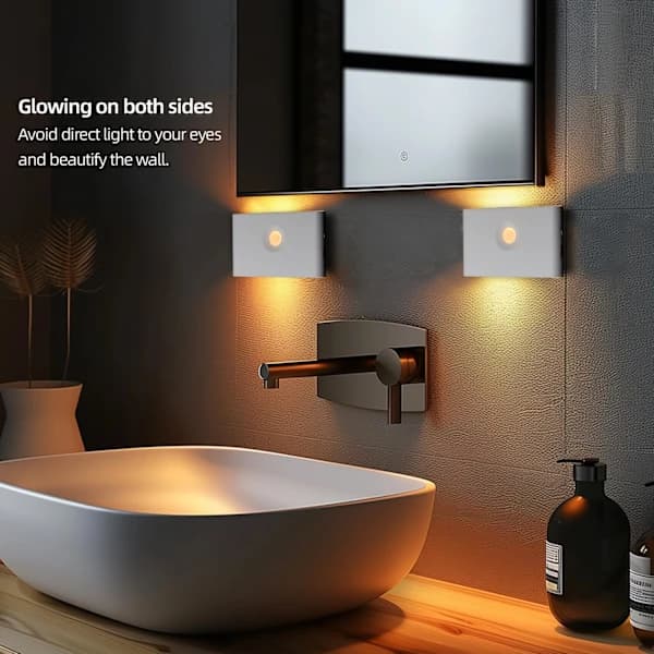 Night Light with Motion Sensor, Rechargeable LED Night Light for Kids, Battery Operated Stair Lighting 3 Modes, Wardrobe Light 3000K (2-pack)