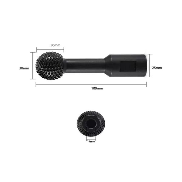 Kuleformet meisel med sfæriske pinner, tilbehør for trebearbeiding, 115/125 vinkelsliperhode, 25 mm