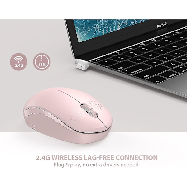Wireless Mouse, 2.6g Silent Mouse with USB Receiver - Laptop Computer Mice for PC, Tablet