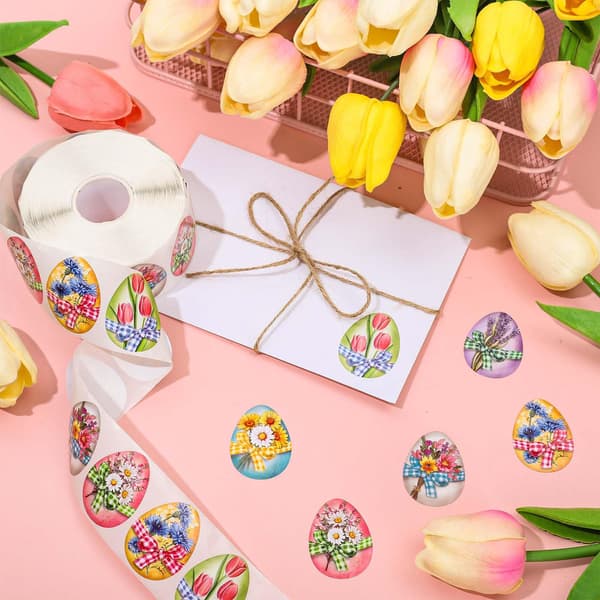 500 Easter Egg Stickers/Roll for Small Businesses, Gift Wrapping, Cards