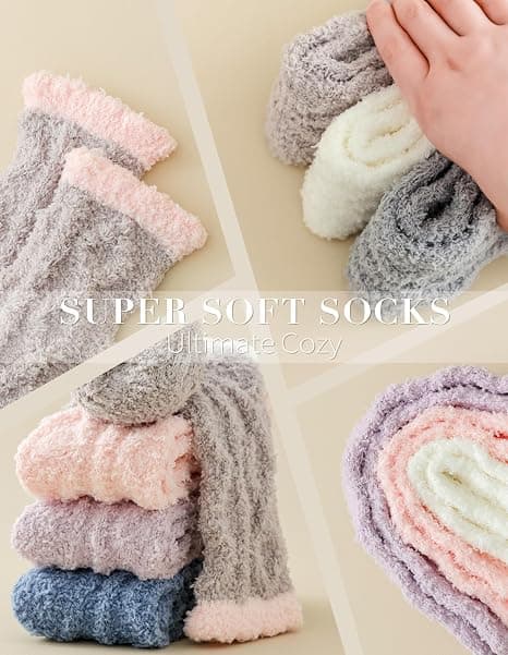 Fuzzy Sokker Bløde Hyggelige Fluffy Hjemmesko Vinter Varme Plysstrømper Julestrømper Fyldegaver Gaver til Kvinder