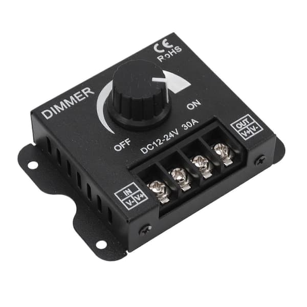 LED Dimmer Controller Single Channel PWM Stepless Dimming for 12V 24V 30A 5050 3528 Light Strips