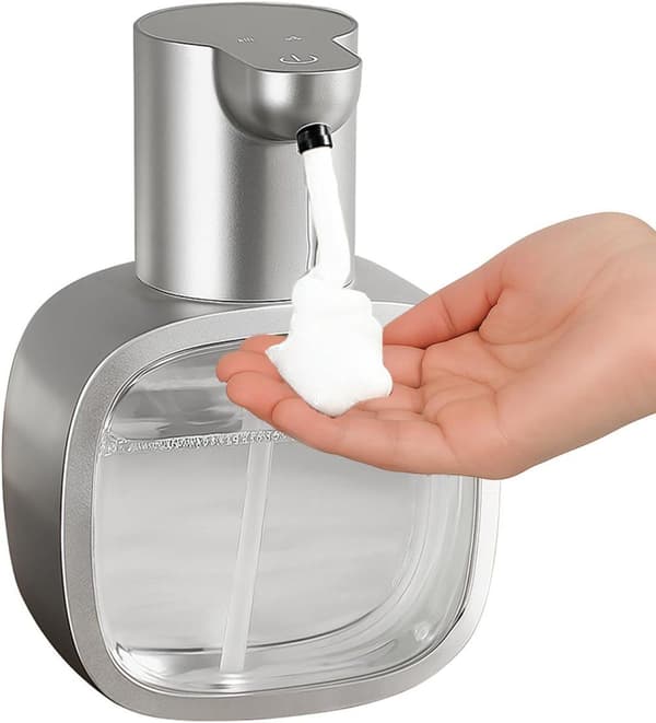 500 ml Automatisk Sæbedispenser - Sæbedispenser til Flydende Sæbe Berøringsfri Sæbedispenser, USB-C Opladning Sølv Silver
