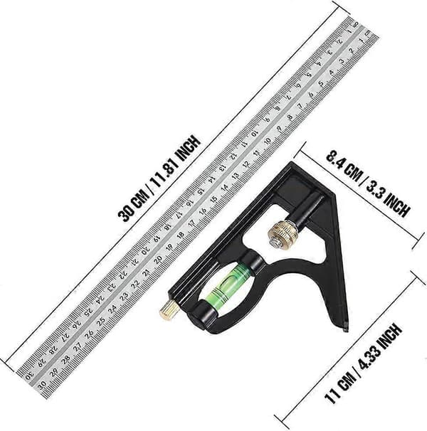 2025 Latest Model Combination Square 300mm Stainless Steel Combination Square Ruler Combination