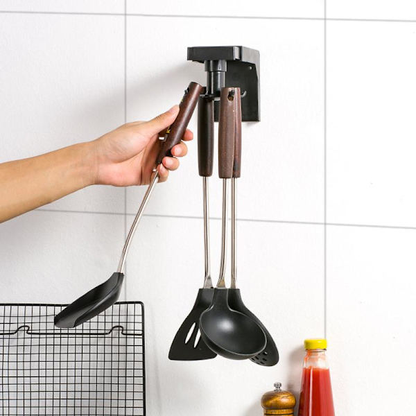 Swivel Kitchen Wall Hooks Punch-Free Storage Racks Telescopic Multi-function Hooks for Bedroom Bathroom 6 Hooks 6 Hooks