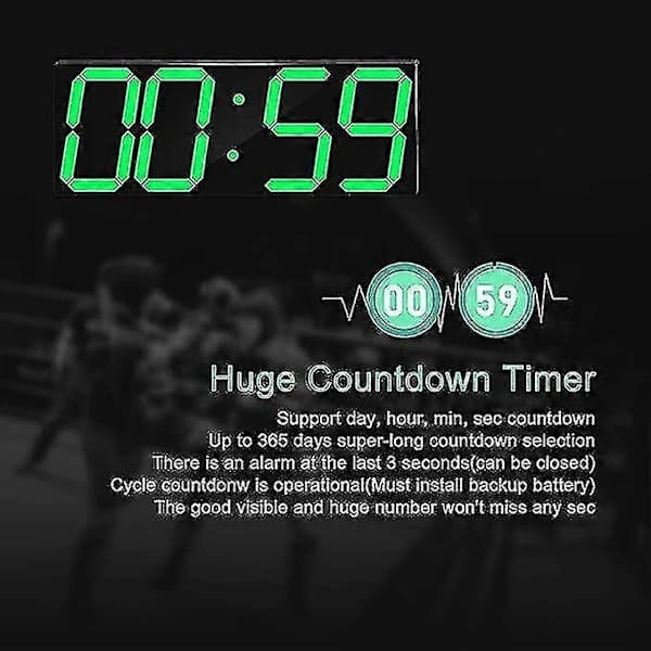 Digital LED Wall Clock with Large Display, Easy-to-Read Numbers for Home Office Use