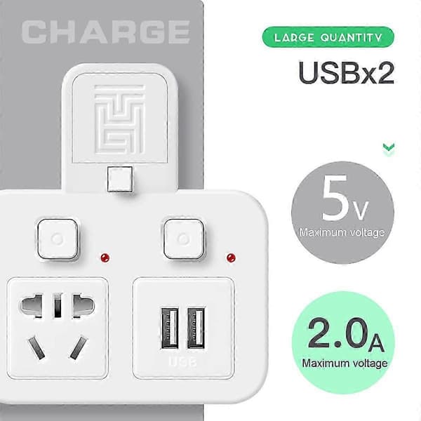 4-vejs stikdåse husholdnings multifunktionsstik USB-stikdåse vægstik med uafhængig afbryder og LED-lys