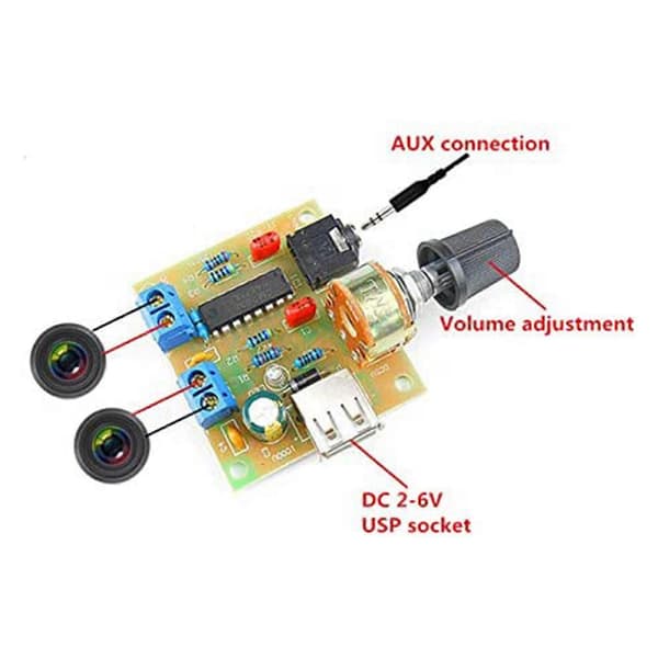 Mini-forstærkerkort 5W+5W HiFi Tokanals PM CM2038 5V USB-strømforsyning Lydforstærker