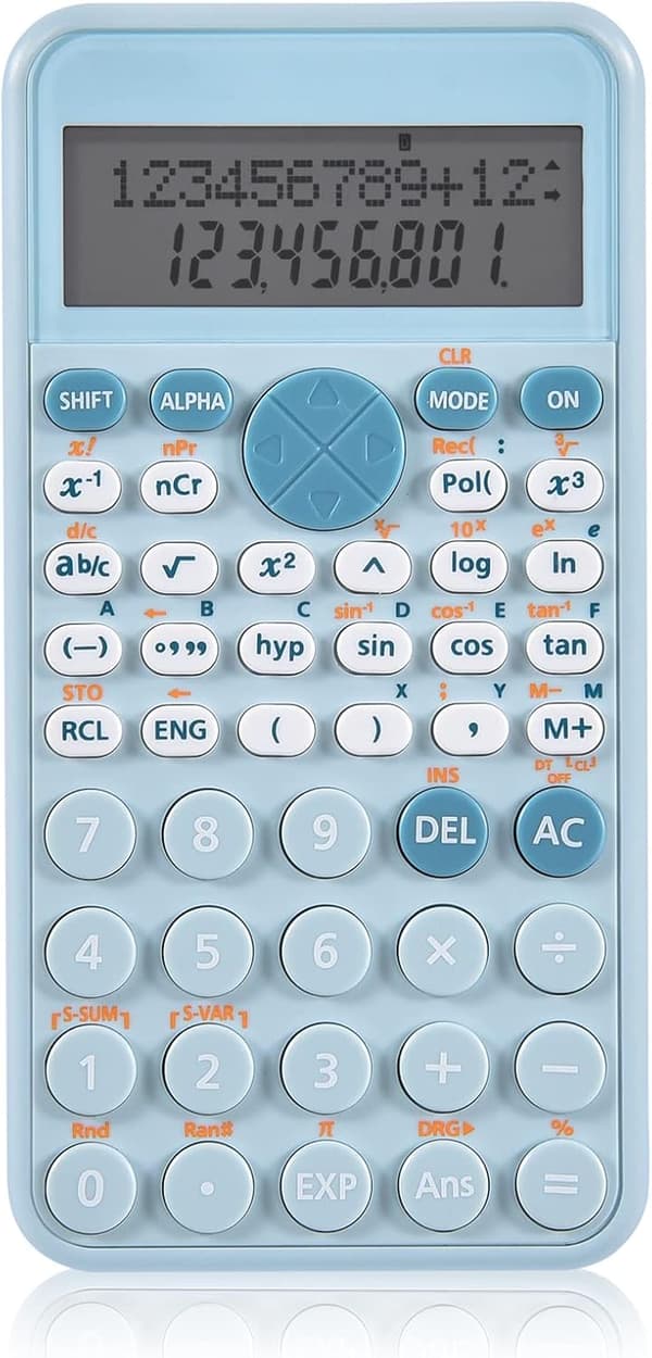 Scientific Calculator, Blue, Slim and Portable, Two-Line Display, Multifunctional Calculation, Suitable for Students or Office