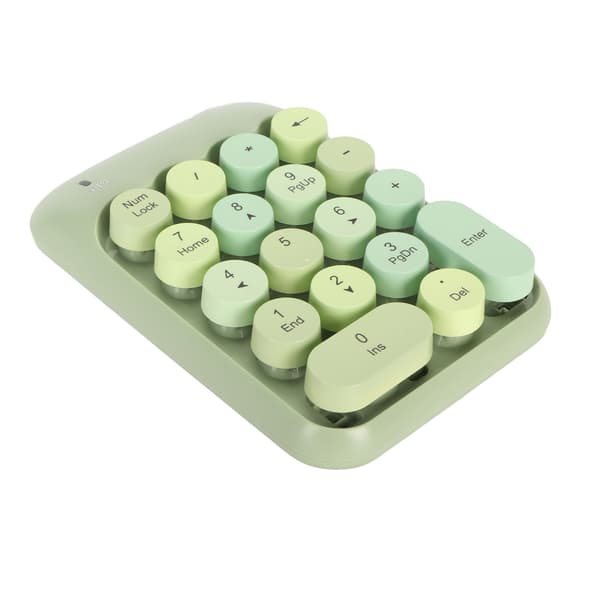 Wireless Numeric Keypad 2.4G 18 Keys Low Noise Retro Colorful Round Keycaps Number Pad for Computer Laptop