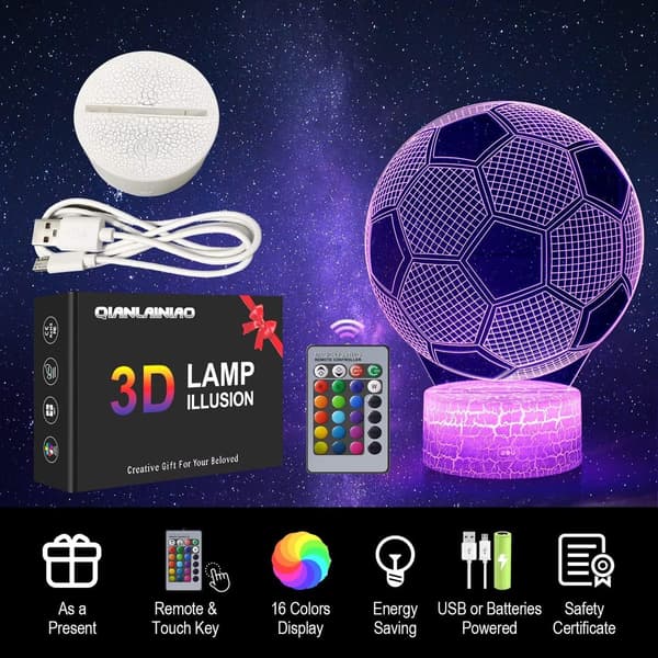 Football Night Light, 3D LED Optical Illusion Night Light KLB