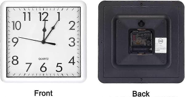 9x9 Inch Wall Clock, Quartz Battery Operated Silent Non-Ticking Square Wall Clock, White (FMY)