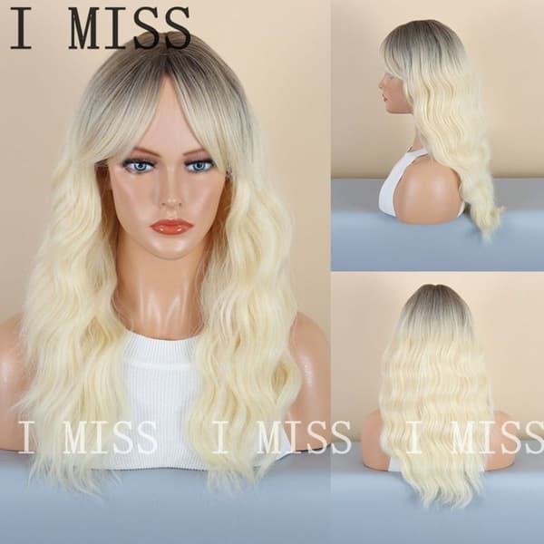 Women's Wig Fashion Gold Gradient Medium Curly Wig