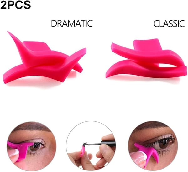 2 stk. Eyeliner Wing Stencil, Silikone Wing Shape Professionelle Kosmetiske Makeup Stencil Værktøjer, Klassisk og Dramatisk - Pink, klassisk