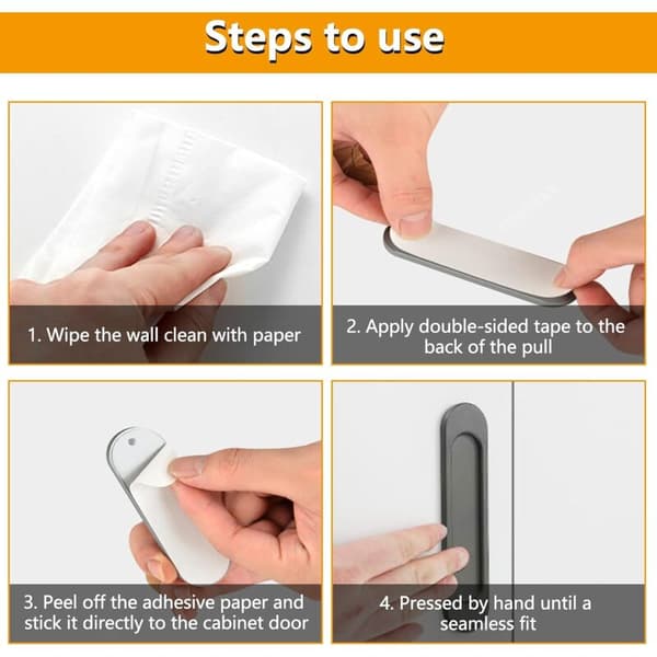 Pieces Oval Sliding Door Handle 14.8CM Self-Adhesive Sliding Door Handle, Suitable for Cabinets, Windows, Sliding Doors (Black)