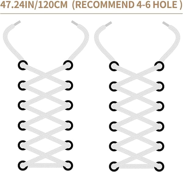 3 par hvite flate skolisser, passer til joggesko m.m. Hvit Hvit 80cm Weiß 80cm