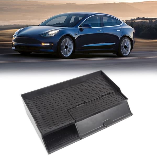 Bilens centrale armlænsboks til Model 3 2018-2020 skridsikker dobbeltlagsopbevaring